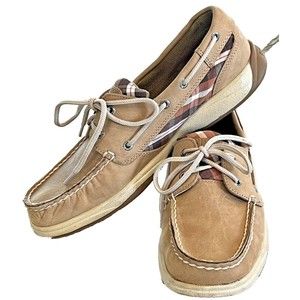 Women's Sperry Top Sider 9779786 Tan Leather Lace Up Boat Shoes Size 8M